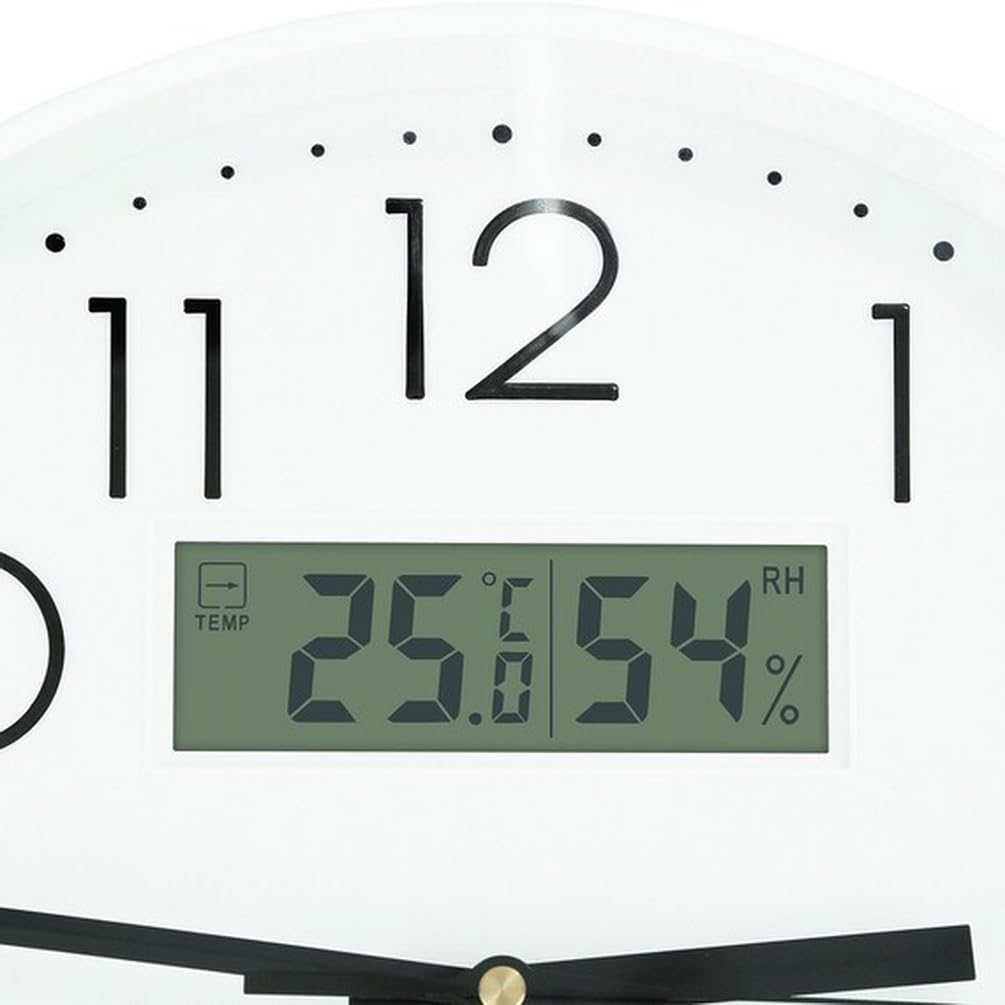 Nástěnné hodiny Nitori Radio Night Stop s vteřinovou ručičkou, datumem a dnem v týdnu, digitálním displejem, RST, bílé, Latese, NITORI 8172744