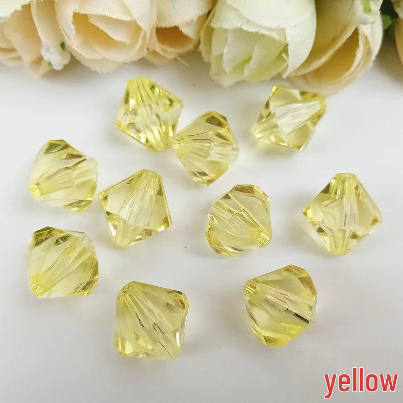 Acrylic Transparent 14mm Double-Pointed Rhombus Imitation Crystal Beads for DIY Jewelry Accessories and Colored Door Curtains