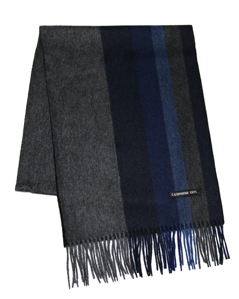 Cashmee034 OUTLET Cashmere Gradient Border Reversible Scarf Neptune Cashmere Outlet x NAVY 100% (GRAY (75) Navy)