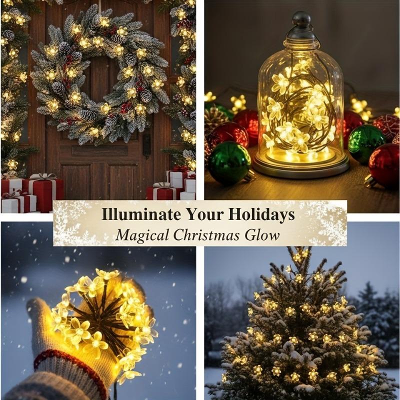 Solar Outdoor Cherry Blossom Light String,suitable for Christmas Trees,walkways,no Need To Plug in Winter Flowers,Christmas and New Year Decorations