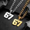 67 Necklace  Punk Tag Letter Stainless Steel Pendant Necklaces For Men Women Jewelry Sportsmanship Gift