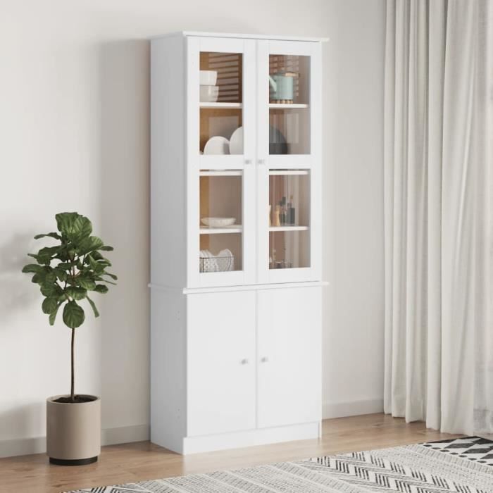 VidaXL Vitrine en verre ALTA blanc 77x35x186,5 cm bois de pin massif 353950