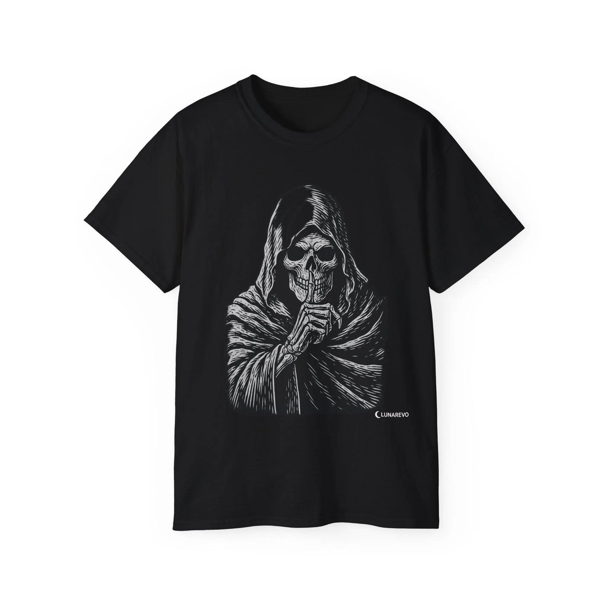

Best Selling Fashion Summer New Street Grim Reaper T-Shirt Gothic Streetwear Skull Tee, Dark Aesthetic Unisex Top Men Tee 4XL