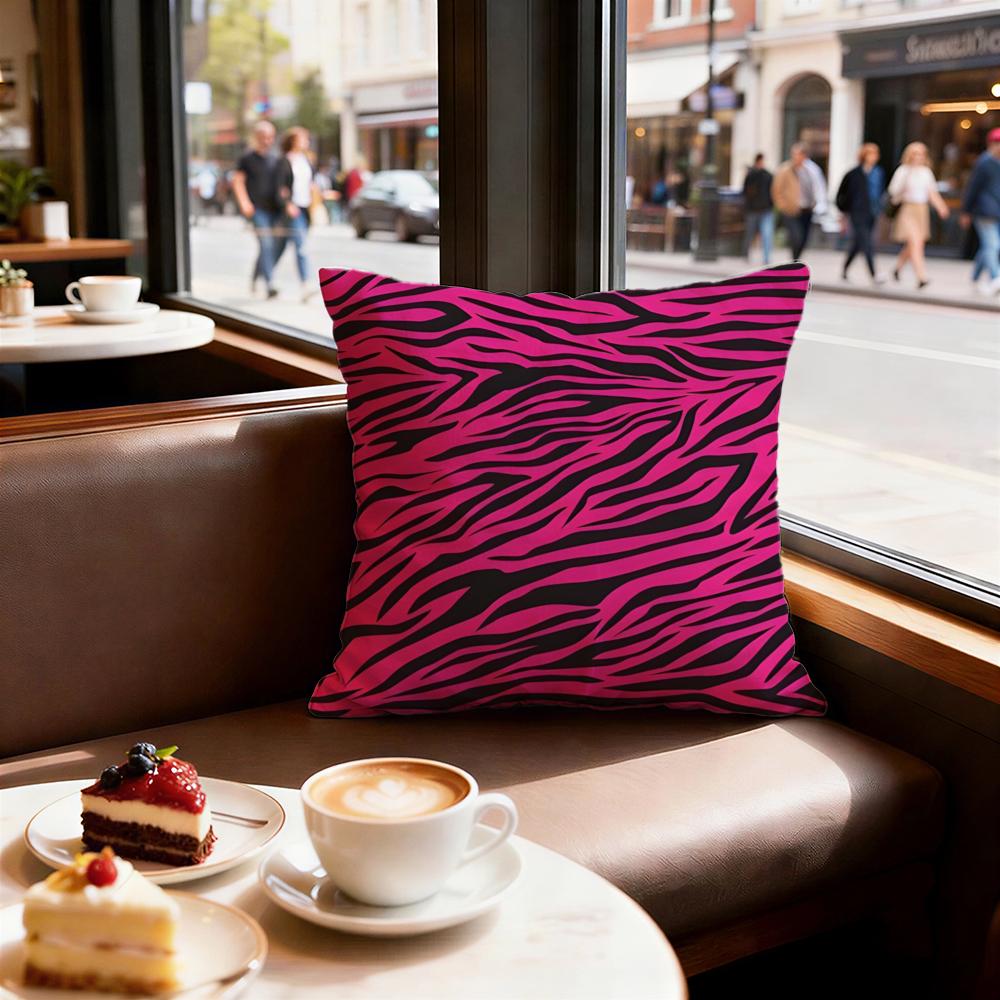 Zebra Texture Cushion Cover Set of Decorative Short Plush Pillow Covers for Sofa Soft Cushion Case x cm