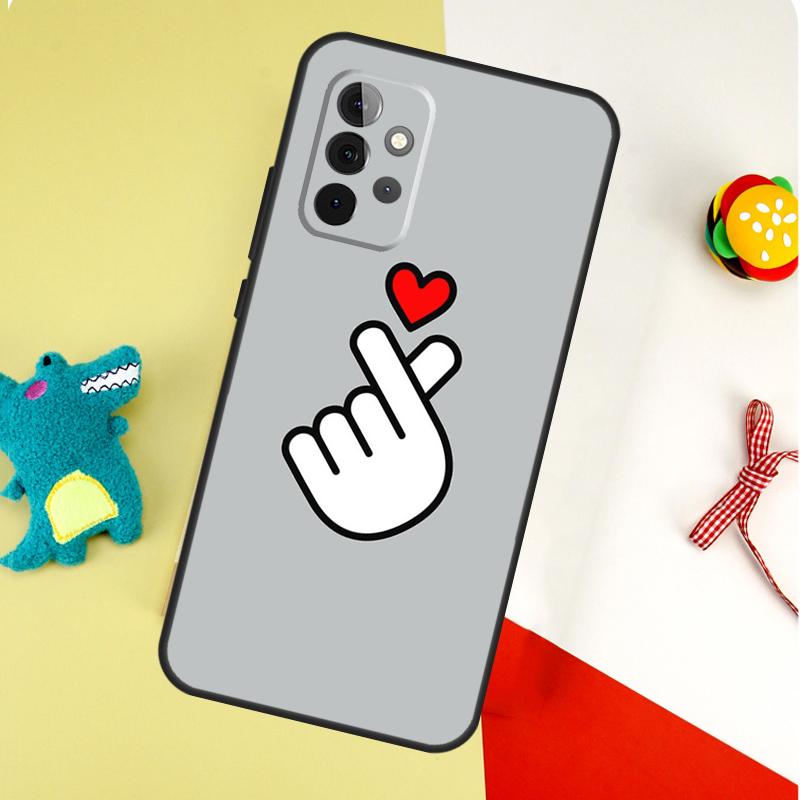 Kpop Finger Heart For Samsung Galaxy A05 A06 A16 A54 A34 A14 A55 A35 A15 A53 A33 A13 A22 A32 A52 Phone Case