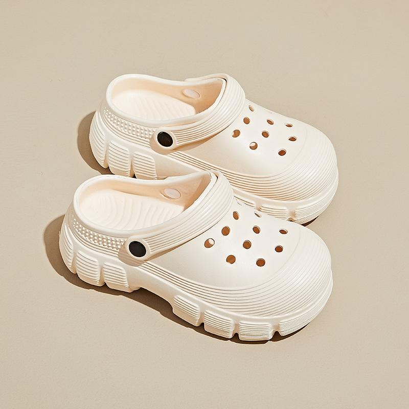 New Summer Sandals for Women's Thick-soled Toe Thick-soled Heightened Semi-tug-tug Shoes Comfortable and Casual