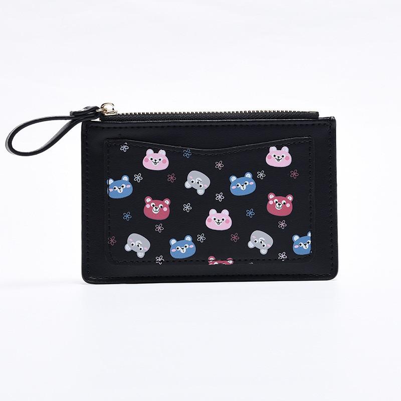 

Женский кошелек с мультяшным рисунком, из полиуретана, короткий, кошелек для монет, оптом чёрный