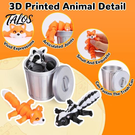 Fine Detail Animal Sculpture Ornament, 3D Printed Flexible Joints Movable Figures with Stacking Cylinders, Stackable Storage Cylinders Bendable
