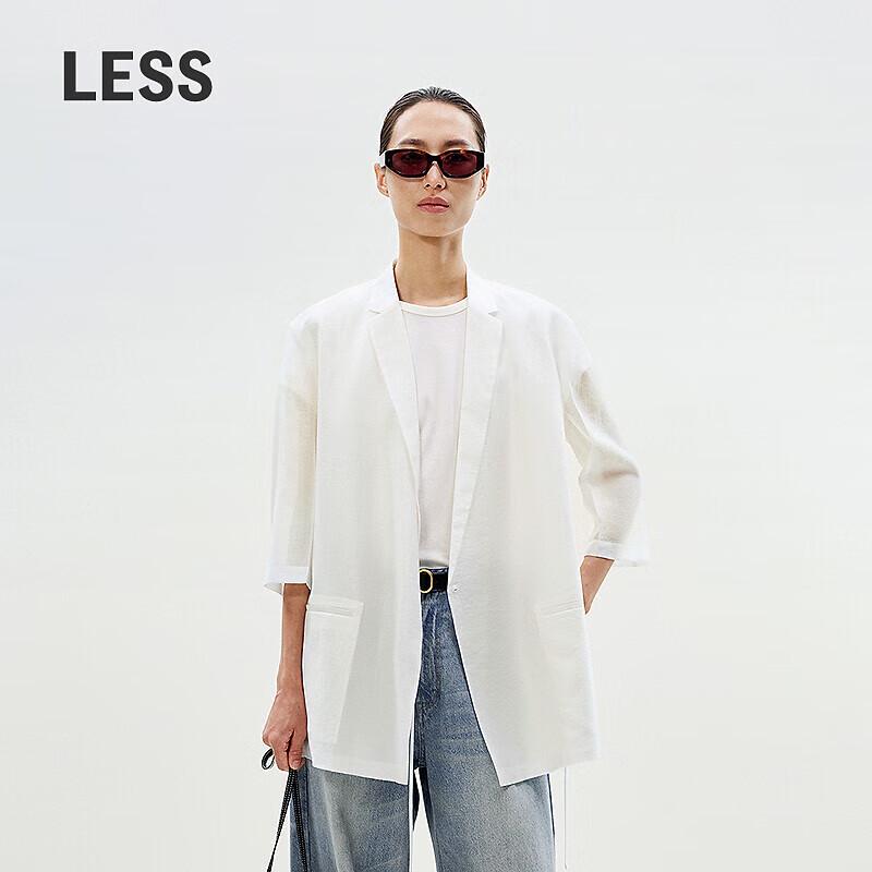 LESS 2025 Summer Relaxed Fit Blazer with Three-Quarter Sleeves S