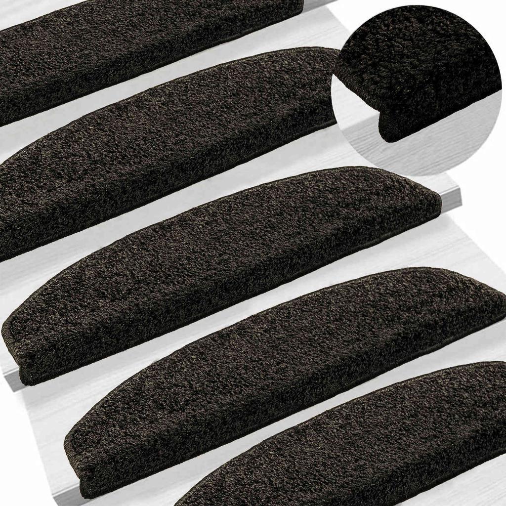 Self Adhesive Stair Tread Covers Semi Circular 15 pcs Anthracite