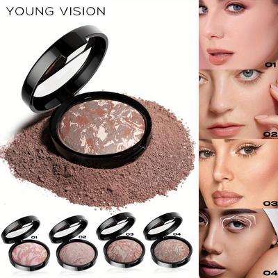 3-in-1 Baked Powder Foundation with Long-Lasting Full Coverage and Matte Finish