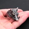 Gothic Stainless Steel Wild Boar Ring Punk Hip Hop Nightclub Wild Boar Animal Biker Ring Men Fashion Jewelry Dropshipping Store