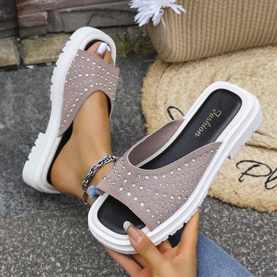 Fashionable and Comfortable Square Toe Slippers Thick Sole and Fish Mouth Beach Sandals