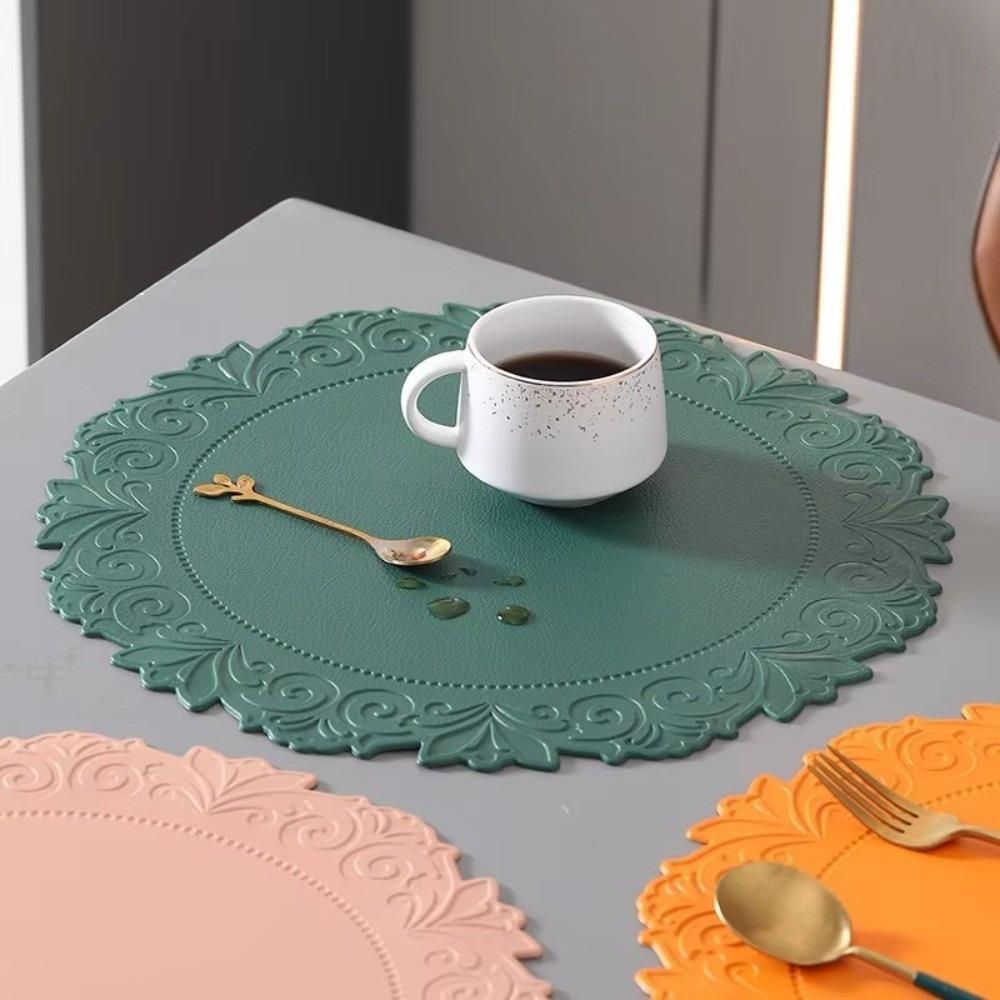 Relief Pattern Texture Embossed Placemats Anti-Slip Heat-Resistant Mats  Plate Placement
