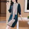Mid-length Sweater Women's Autumn and Winter Half Turtleneck Pullover Fashionable Large-sized Knitted Sweater Dress