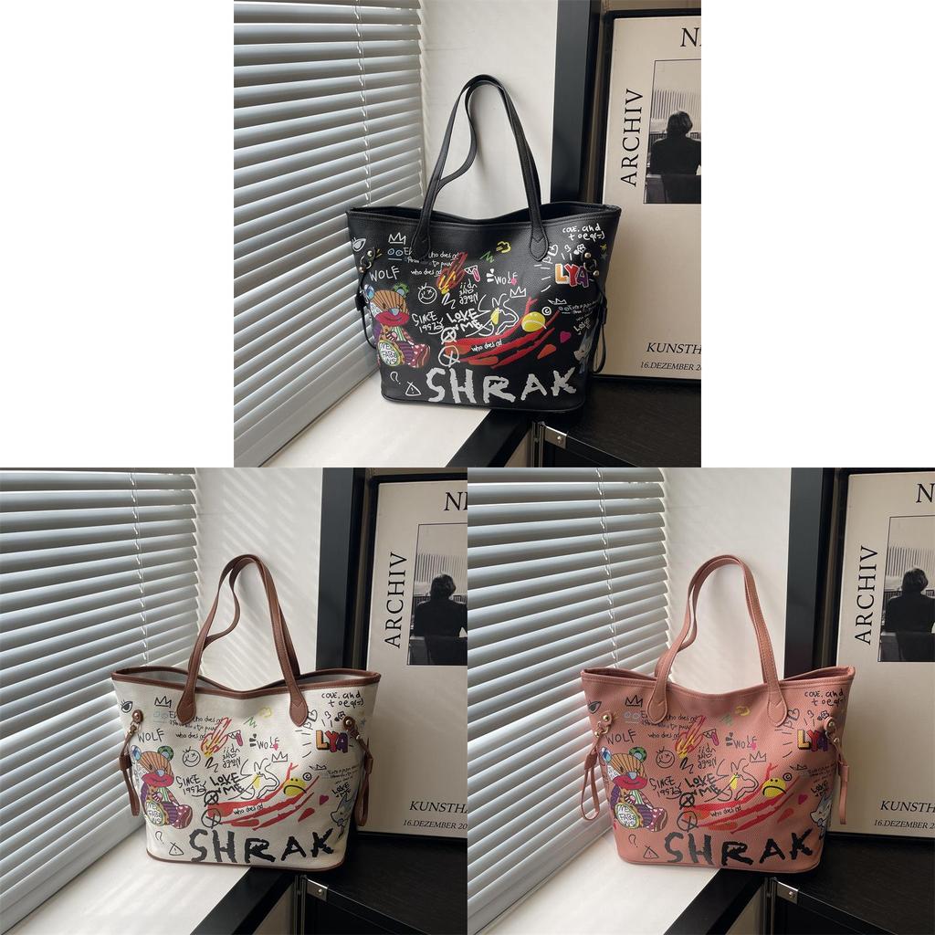 Borsa Tote Cartone Animato Grande Capacità PU Moda Casual Borsa a Mano per Uso Quotidiano