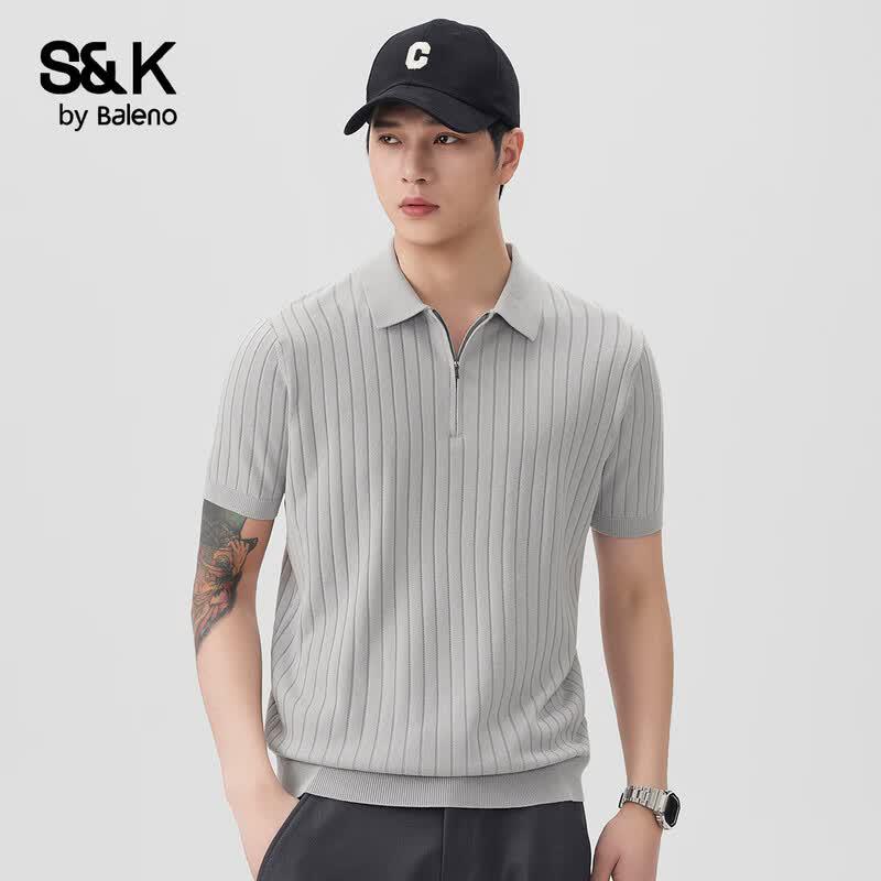 Baleno S&K Men's Retro Striped Short Sleeve Polo Shirt