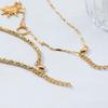 Gold Tone Sun Moon Geometric Pendant Necklace Set Women Layered Minimalist Beach Vacation Jewelry Zinc Alloy Chain 41-50cm