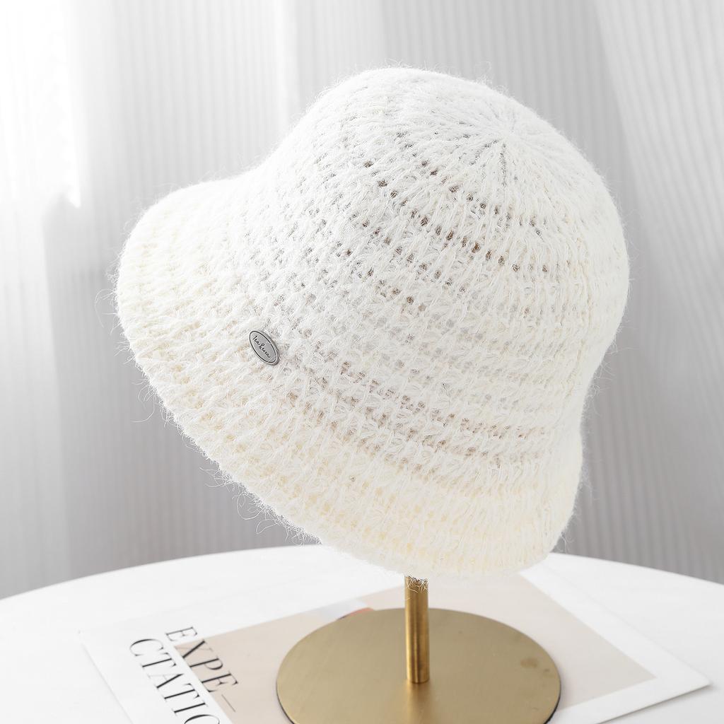 Francuski mały zapach elegancki dzianinowy kapelusz typu bucket hat damski retro wszechstronny kapelusz typu basin duży obwód głowy wyszczupla twarz mały kapelusz bucket hat trend
