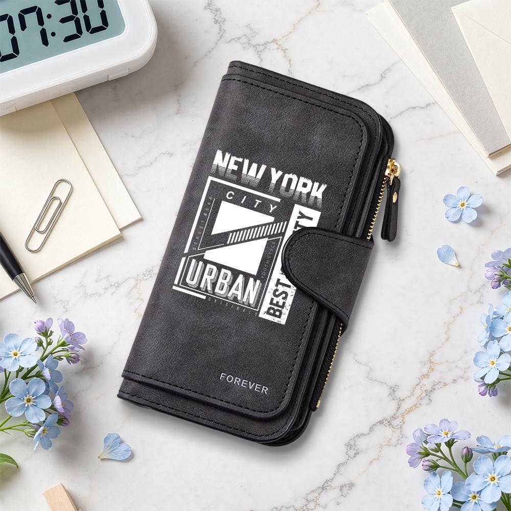 Stylish New York Urban Pattern Long Wallet Multi Slot Portable Casual Purse
