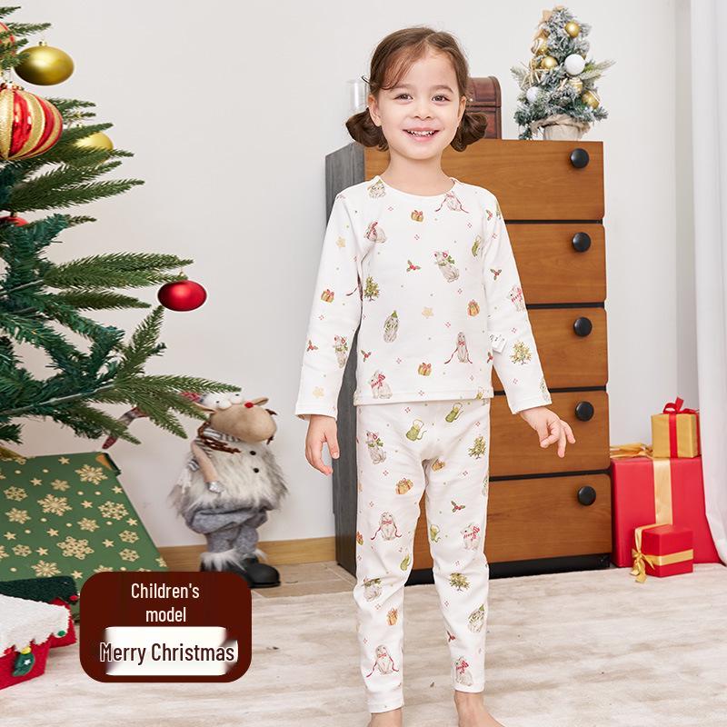 An Dan Christmas Edition Children's Cotton Long-Sleeve Autumn Pajamas Set for Women