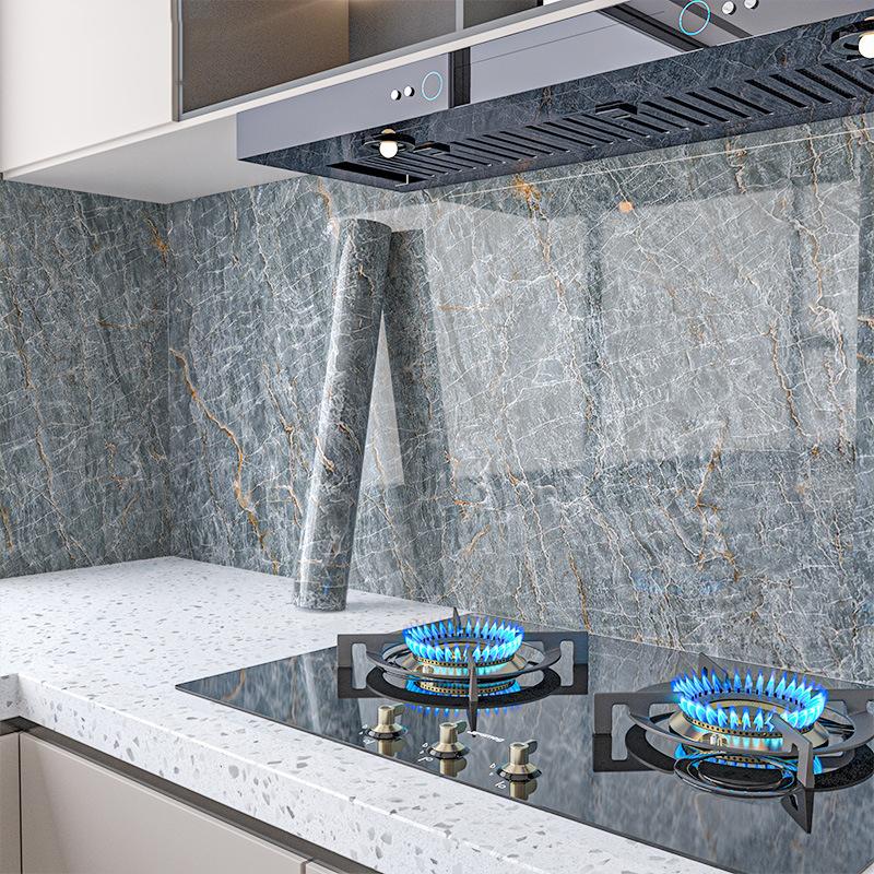 Marmor Selbstklebende Tapete Aluminiumfolie Wandaufkleber Wasserdichte Kontaktpapier Für Küche Dekorfolie Heimdeko