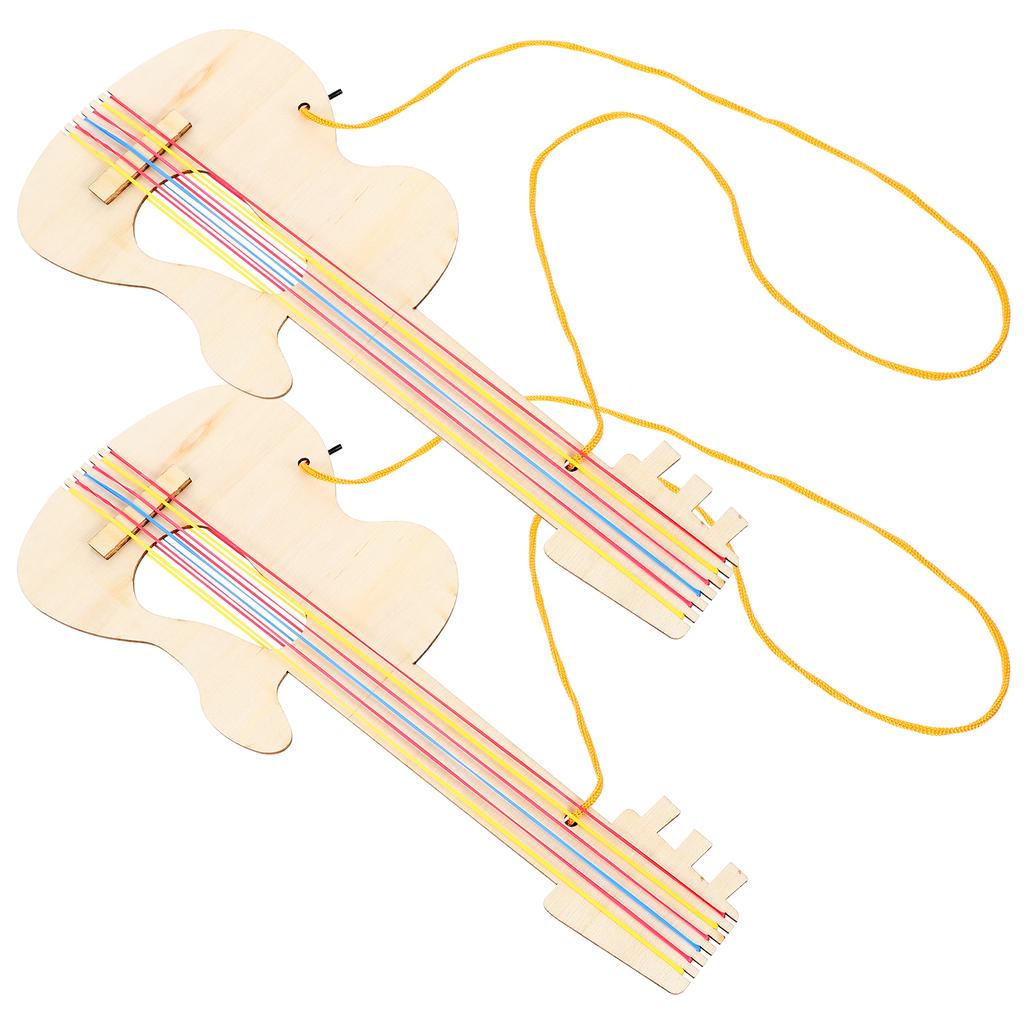 2 Pcs Baby Toys Woody Wooden Guitar Decor DIY Crafts Unfinished Music For Kids Graffiti Preschool
