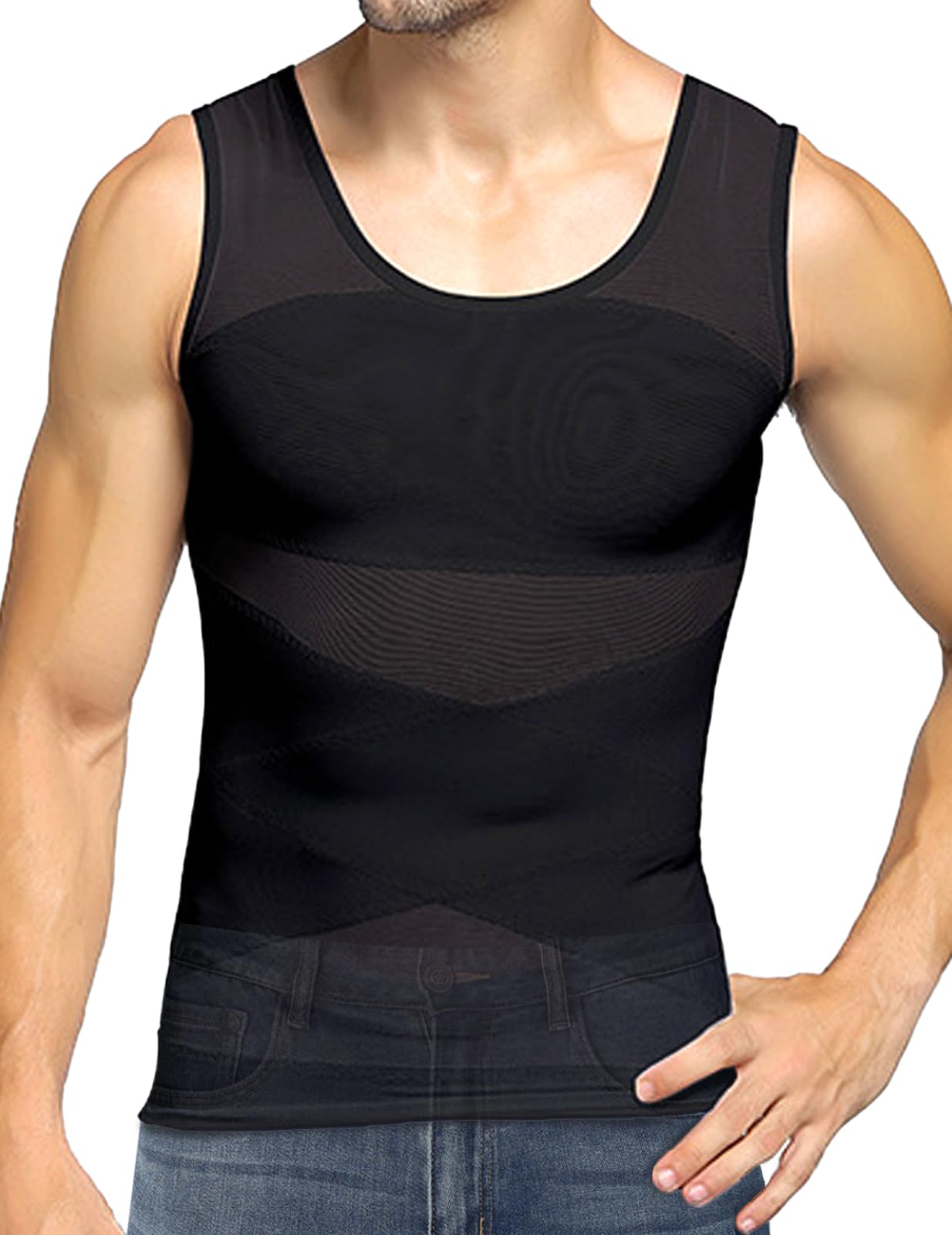 

Ranmy Stage Компрессионный Сильная Компрессия Сосок Без рукавов Компрессионная Майка Стиль Корректор Мужское Нижнее Белье, Рубашка, Формирующее Белье, Покрытие, Компрессия, чёрный