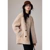 VICTORIA&VERA Women's Winter 100% Wool Double-Breasted Short Jacket
