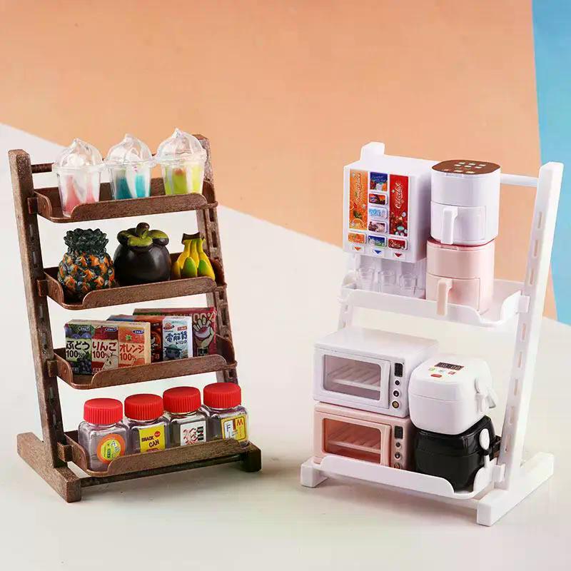 1Pcs Doll House Mini Furniture Decoration Accessories 1/12 Dollhouse Supermarket Display Shelf Bread Rack Flower Stand Model