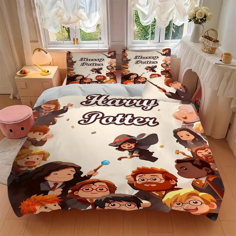 3pcs Harry Potter Bedding Set, Duvet Cover and Pillowcases Machine Washable Seasons all suitable, Design for Bedroom (No Filling)171