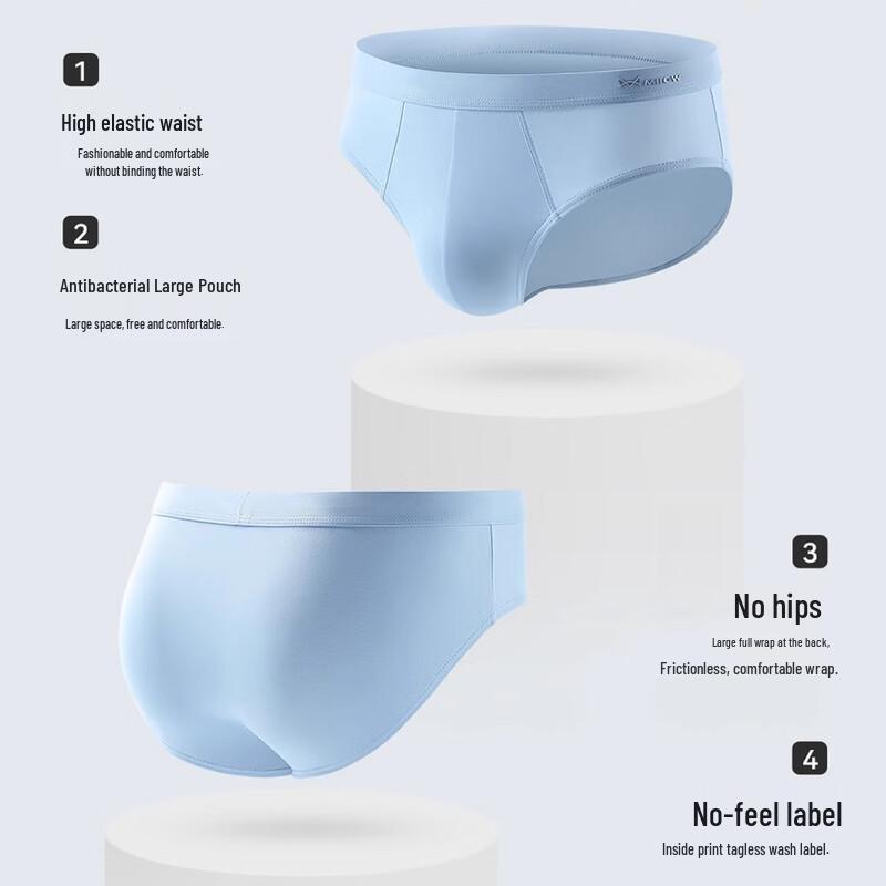 MaoRen Men's Seamless Antibacterial Breathable Trunk Briefs 4-Pack