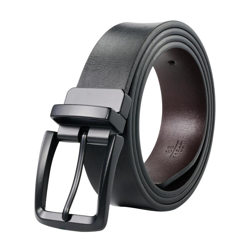 Double-Sided Men'S Belt Rotatable Pin Buckle Cowhide Belt Business Versatile Young And Middle-Aged Belt