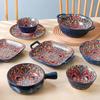 Bohemian Hand-Painted Ceramic Dinner Plates and Salad Bowls Set