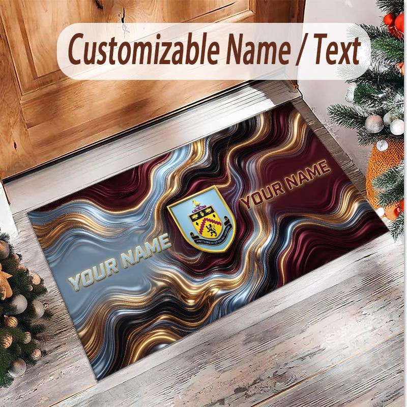 Personalized Crystal Velvet Carpet Burnley Football Pattern Non Slip Floor Rug