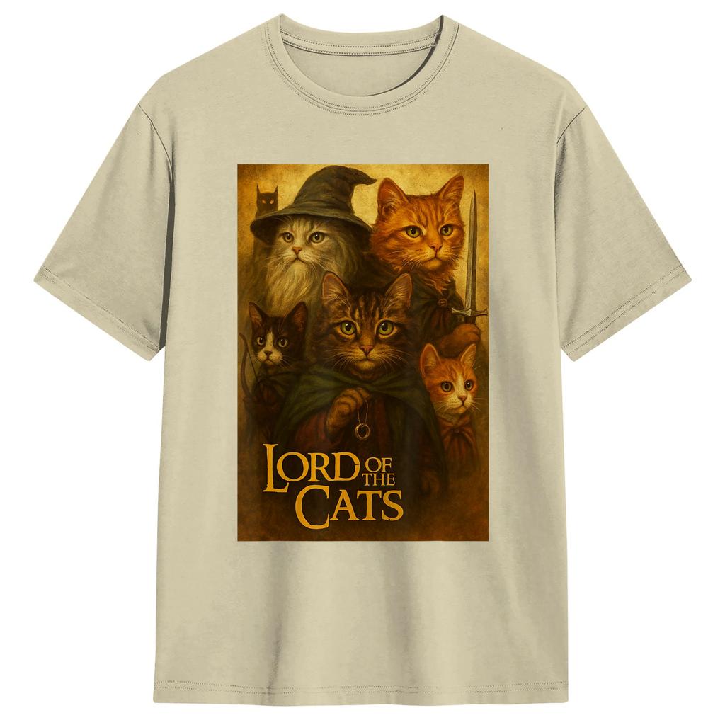 Lord of The Cats T Shirt for Men 100 Cotton Funny TShirt Crewneck  Tee Shirt Short Sleeve Clothing Plus Size