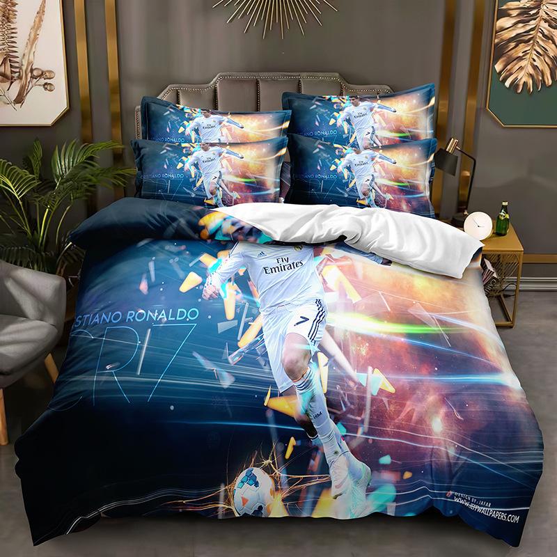Football Printing Quilt Cover Pillowcase 3D Digital Printing Three-Piece Set