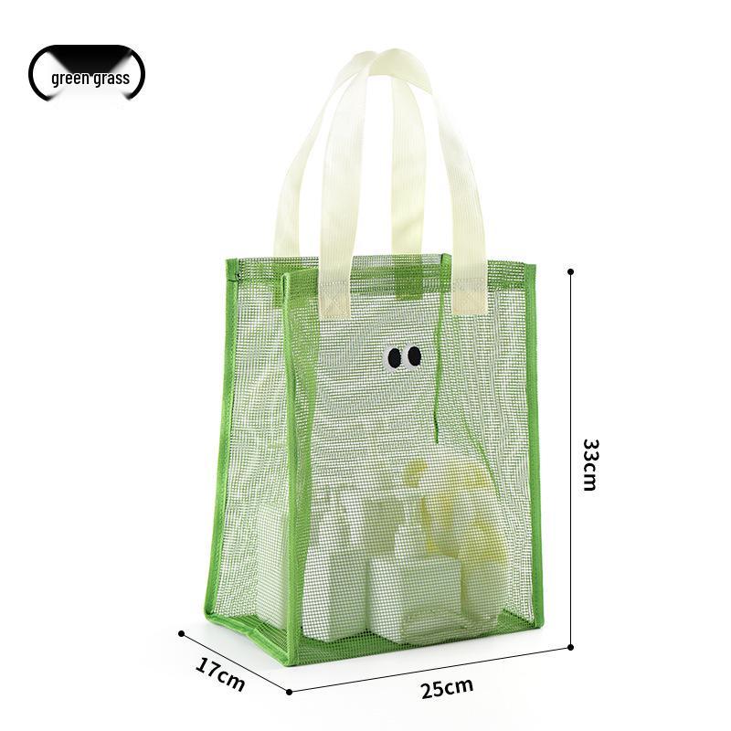 

Korean Trendy Mesh Toiletry & Beach Bag - Cute Eye Design, Casual and Draining. зелений