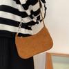 autumn and winter new portable small square bag plush shoulder fashion retro corduroy underarm baguette bag handbag