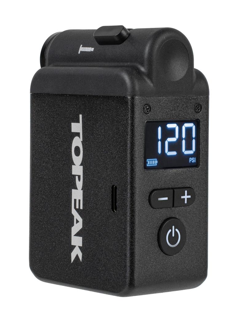 Topeak Digitale Elektropumpe mit Digitalanzeige für Fahrrad Schwarz E-Booster Reifen,