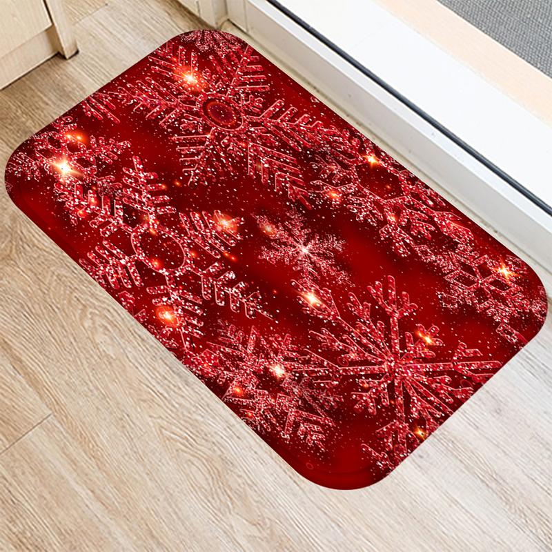 Merry Christmas and New Year Home Decoration Entrance Door Mat Bathroom Kitchen Non-Slip Floor Mat Living Room Hallway Carpet