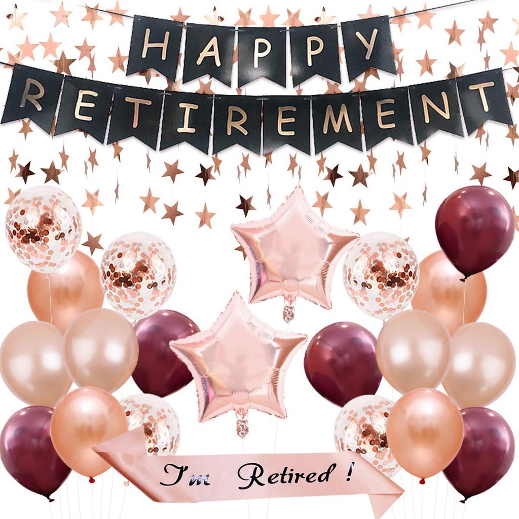 Miramall Retirement Party Retirement Anniversary Shiny Rose Store Women Decorations, Celebration, Balloons, Confetti, Gold, Latex, Black, Decorations,
