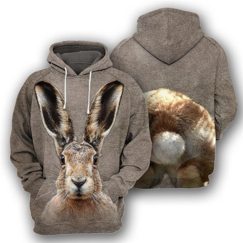 3D Eternal Love Heren Hoodie Losse Casual Lange Mouw Modieus 3D Dierenprint XXXL