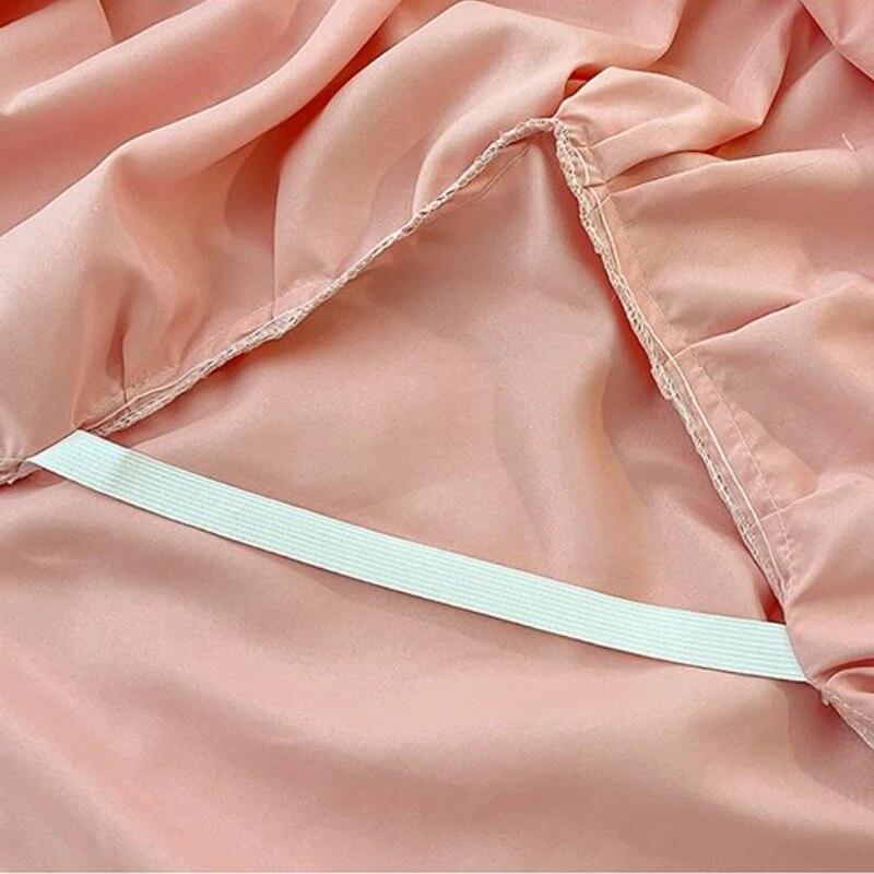 Sommerkühlende dünne Steppdecke, Bettlaken mit Kissenbezügen, 4-teilig, leichte Bettdecke, Bettröcke, Bettwäscheset, Tagesdecke, Heimtextilien