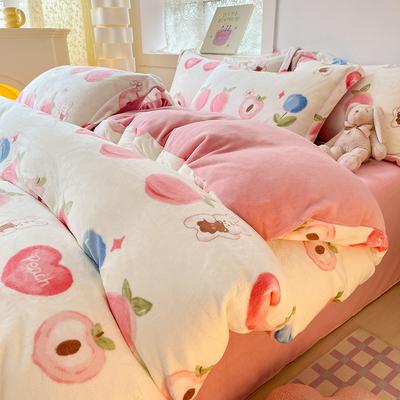 Ensemble de quatre pièces en velours de lait velours double face épaissi dortoir trois pièces drap de lit en velours Faley housse de couette velours corail hiver