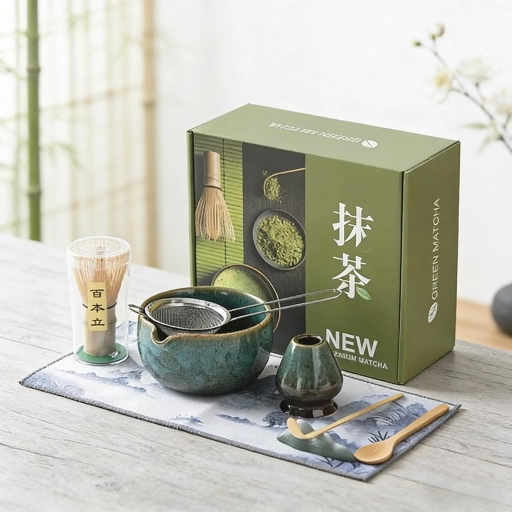 8pcs Large Matcha Bowl Set with Bamboo Whisk And Brush Japanese Style Tea Bowl for Matcha Lovers