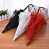 European White Lace Wedding Flower Girl Umbrella - Small Size with Stainless Steel Long Handle.