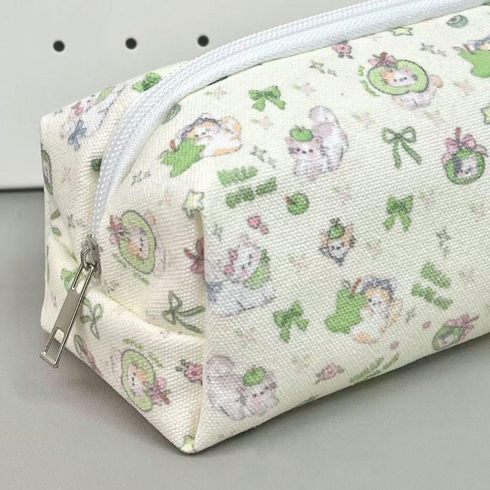Canvas Pen Bag Cat Printted Patterns Stationery Bag Multi-Purpose Pencil Box  School Office