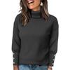 Women's Knitted Solid Color Long Sleeved High Neck Pullover Top