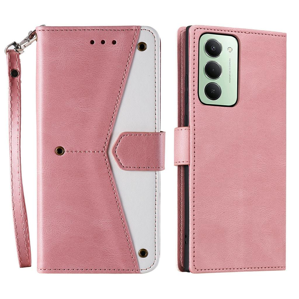 For Xiaomi Redmi 15 5G (Global) (169mm) Leather Case Splicing Stitching Wallet Phone Cover with Wrist Strap